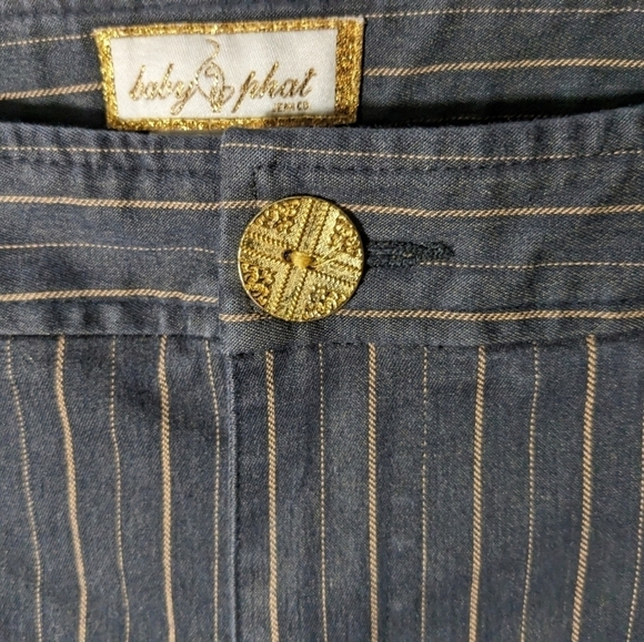 Baby Phat Women's Juniors 13 Capri Dark Grey w Gold Stripes & Embellishments - Picture 9 of 9